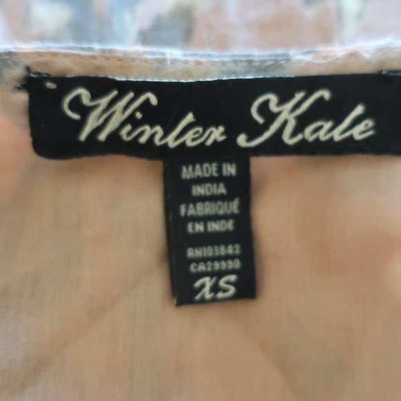 WINTER KATE LT BROWN/GRAY/WHITE PRINT MAXI DRESS SZ XS - Picture 9 of 9